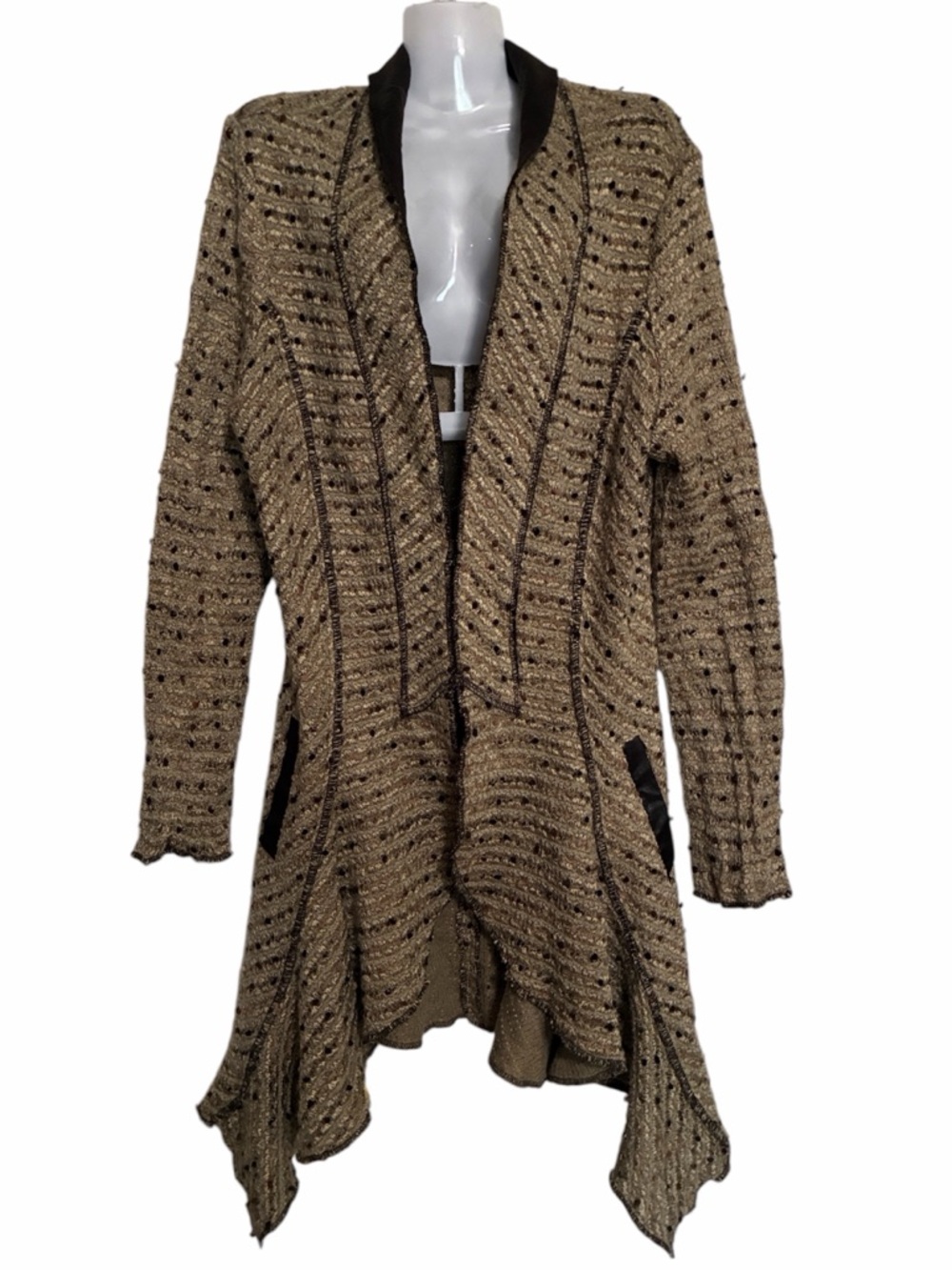 Vintage Alberto Makali Boucle Tweed Cardigan Art to Wear Bohemian XL